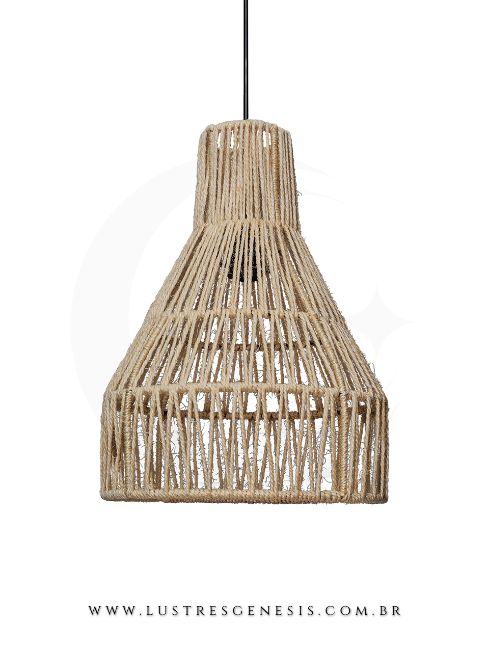 Luminária Pendente Palha Kauai Bege Natural Modelo Rústico 32cm para Sala de Jantar Sala de Estar Quarto Living